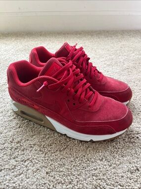 Nike Air Max Women’s Red Suede Sneakers with White Midsole